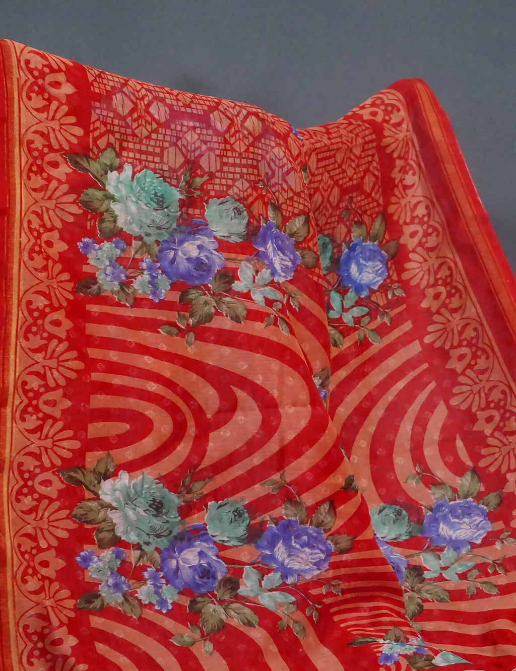 Shades Of Red Floral Design Semi Chanderi Saree By Gayathri Reddy Designer Studio