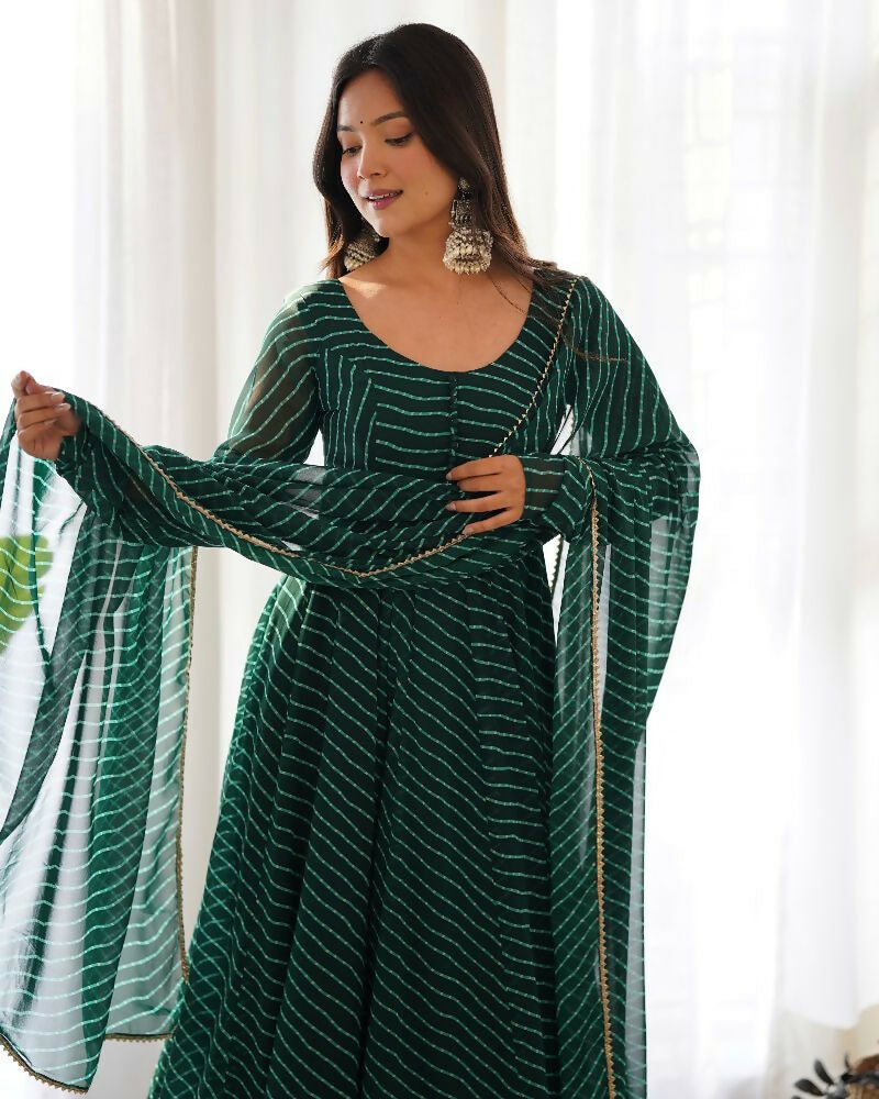 Joban Fashion Green Kurta Set Georgette Sequence Embroidery Work