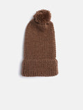 Chutput Kids Woollen Hand Knitted Pom Pom Detailed Cap - Brown