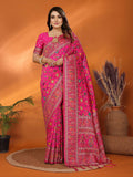 Joban Fashion Pink Meena Weaves Pashmina Sarees