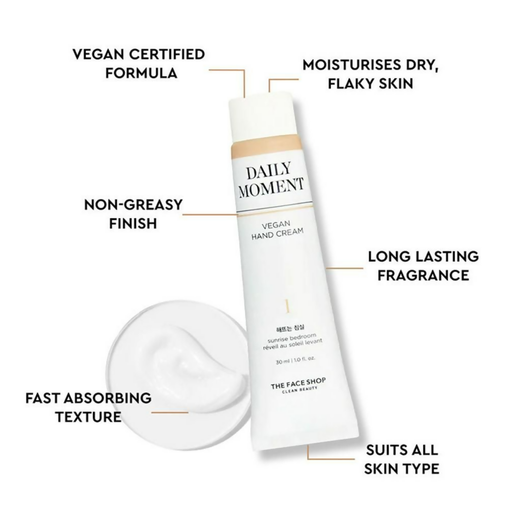 The Face Shop Non-Greasy Vegan Hand Cream - Sunrise Bedroom With Hyaluronic Acid
