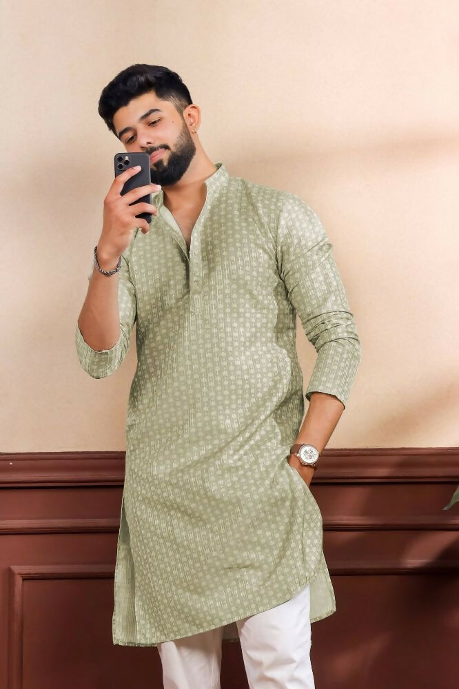 Pista Art Silk Digital Printed, Embroidery Work Kurta Set - Mahotsav