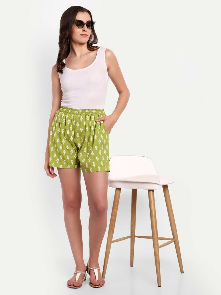 Alvano Printed Blue, Green Boxer Shorts, Night Shorts, Regular Shorts, Bermuda Shorts