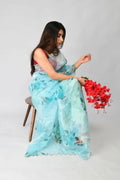 Vamsee Sky Blue Organza Saree