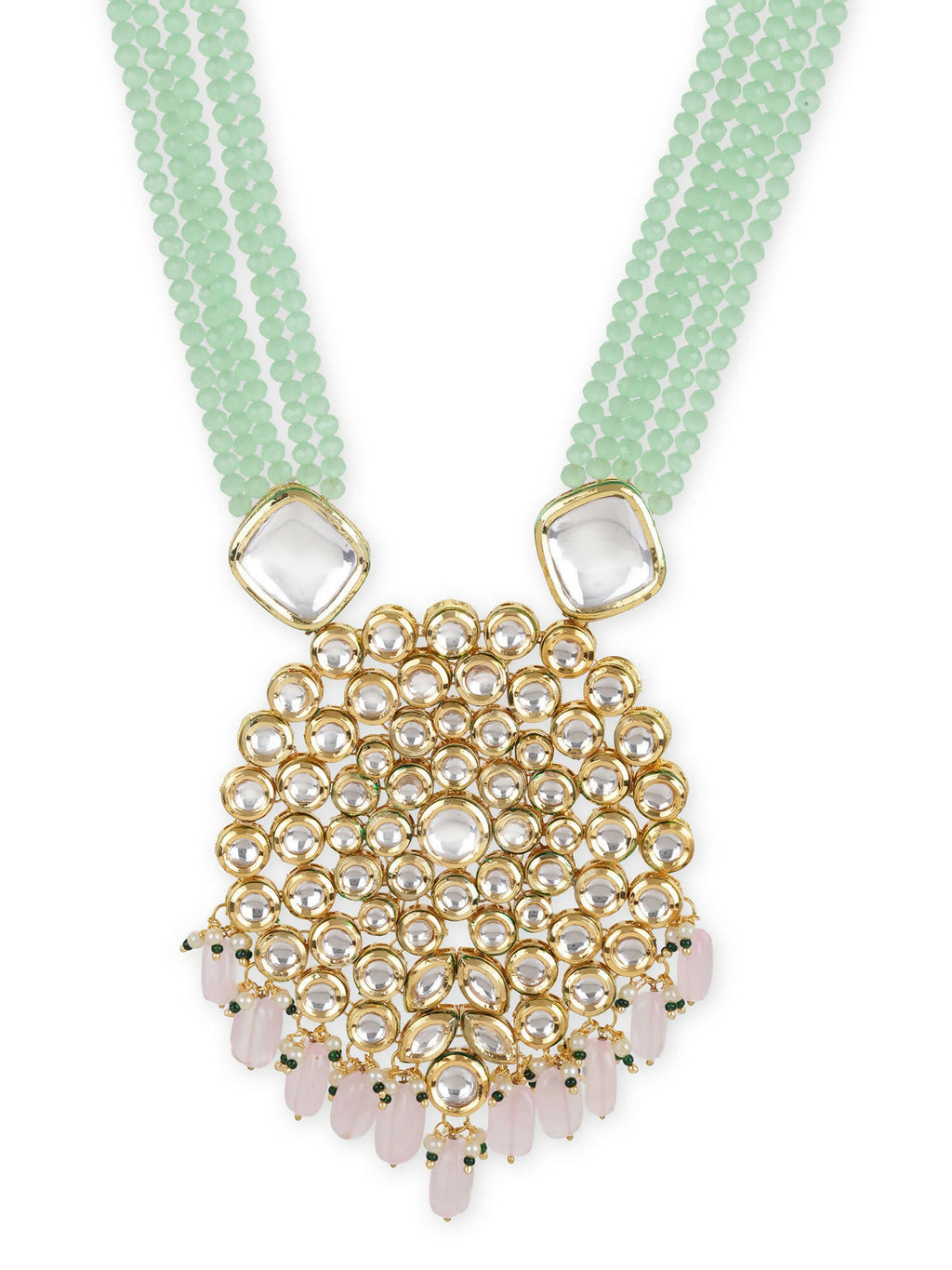 Gold-Toned Green Brass Gold-Polished Necklace - Ruby Raang