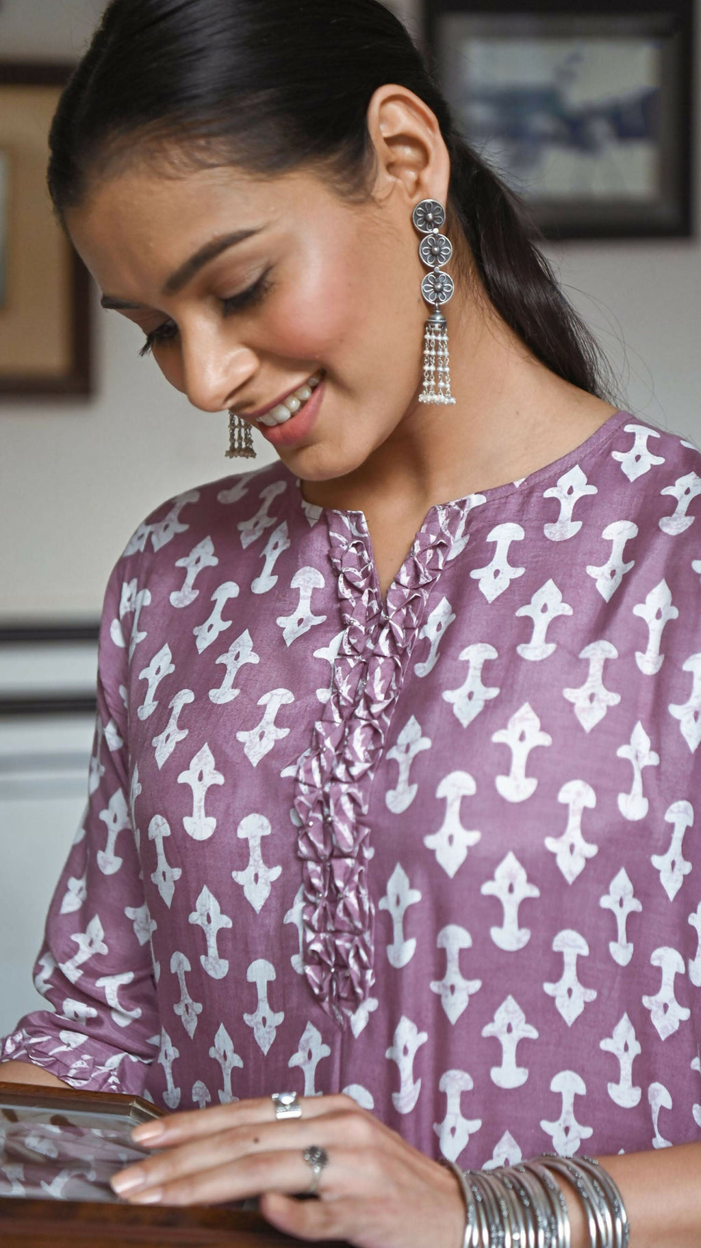 Jyoti Fashion Women's Purple Pure Muslin Heavy Digital Printed Kurta Plazo Set
