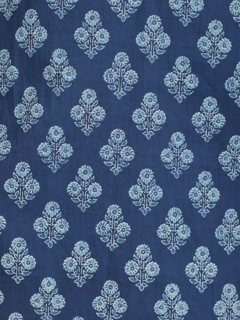 Aramya Straight Soft Cotton Floral Print Women's Kurta - Blue