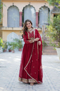 Joban Fashion Maroon Georgette Sequence Embroidery Work Kurta Set