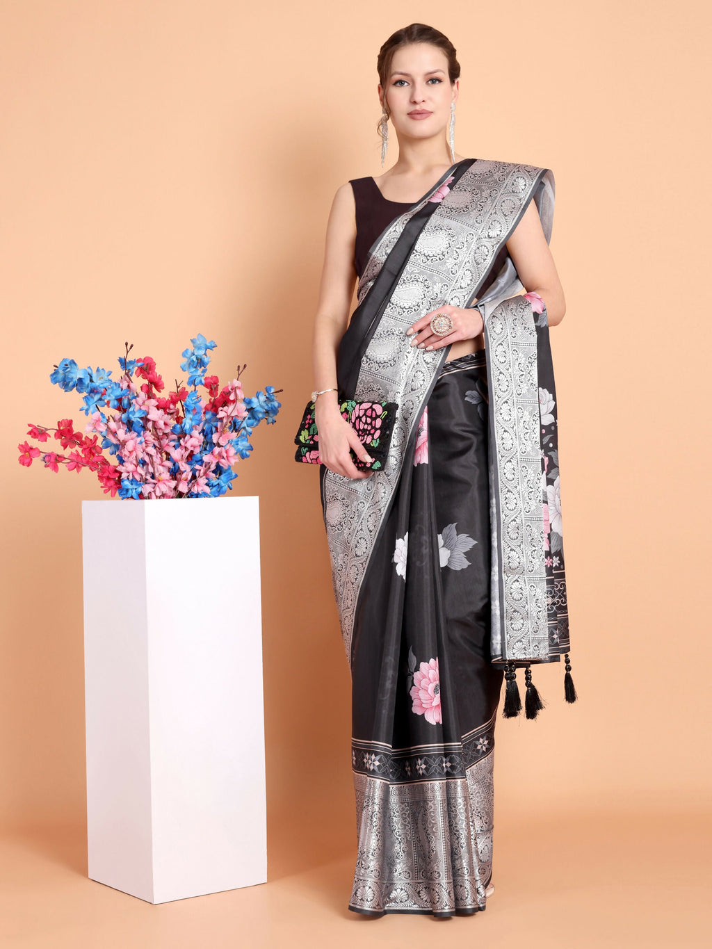 Vamsee Bhavi Black Georgette Saree