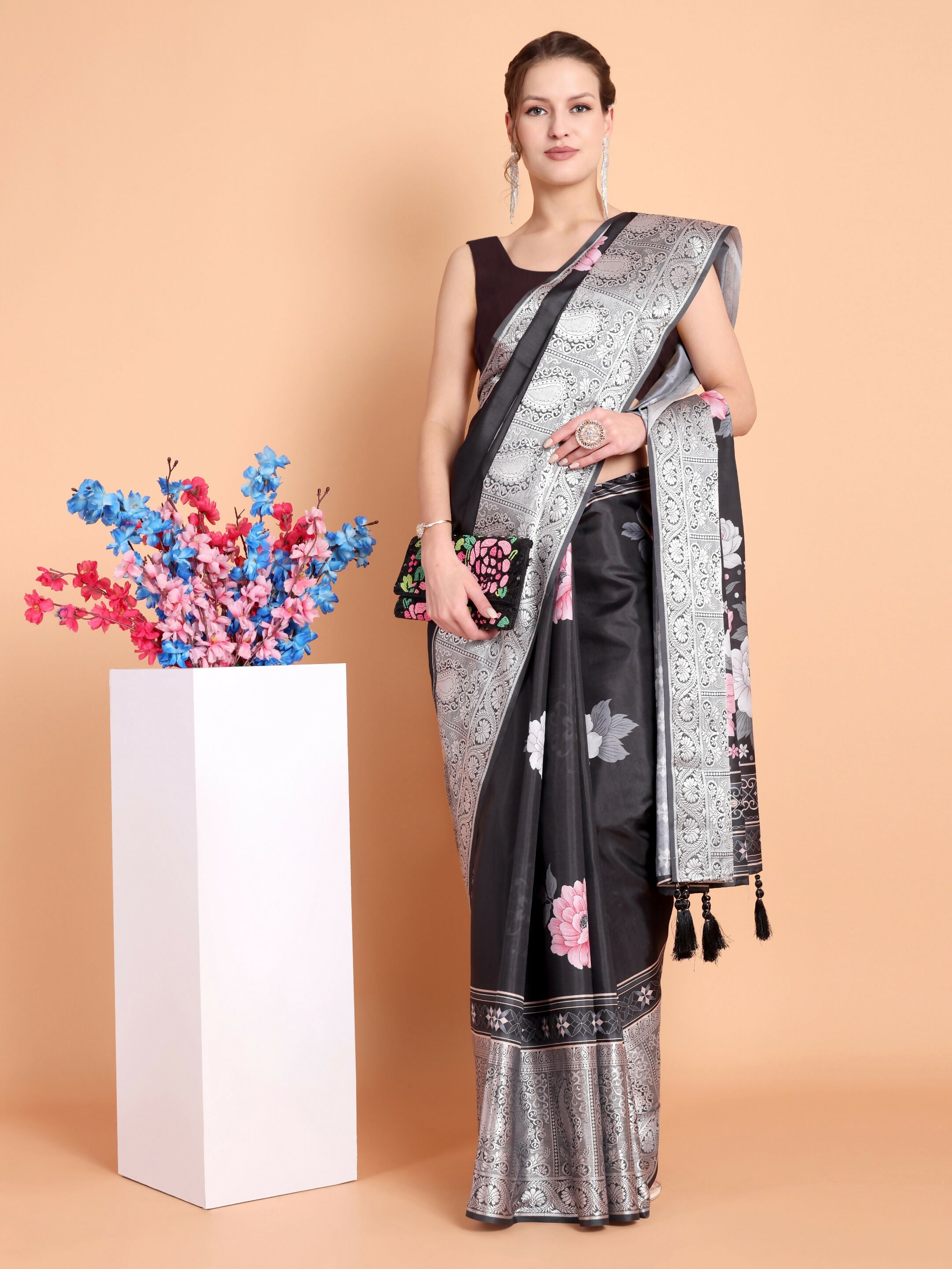 Vamsee Bhavi Black Georgette Saree