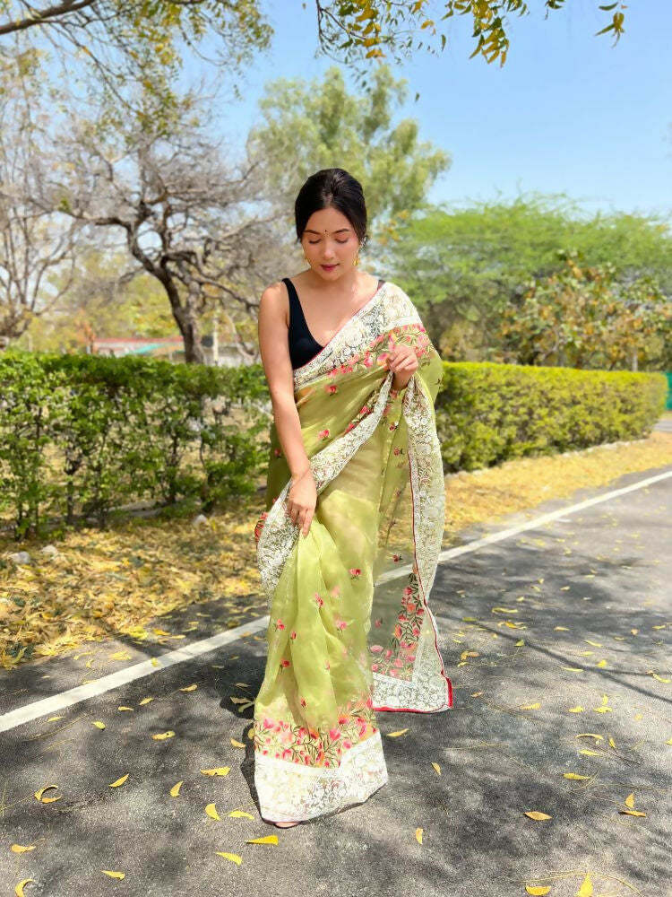 Vamsee Riddhi-Siddhi -1 Green Organza Saree