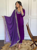 Partywear Designer ViscoseWine Stitched Suit With Dupatta - Tanisha