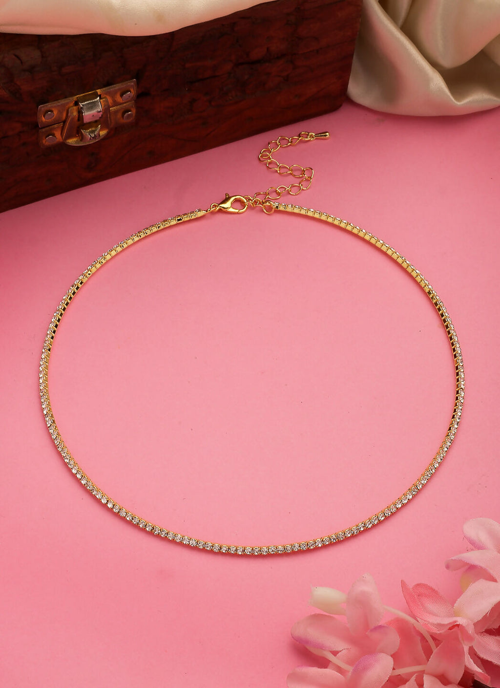 NVR Women's Gold-Toned CZ-Studded Choker Necklace