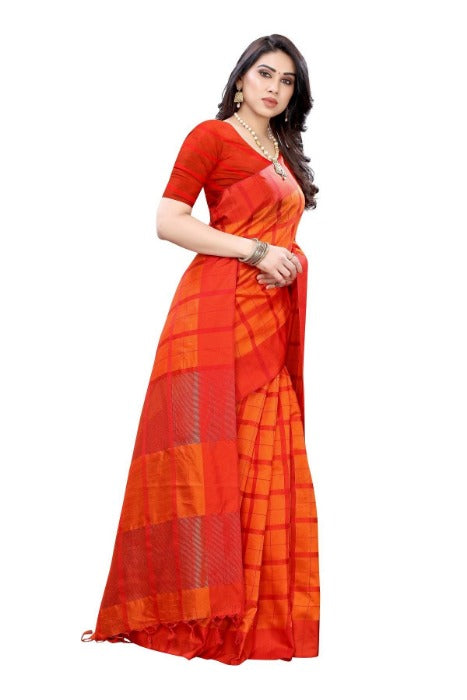 Vamika Orange Cotton Silk Weaving Saree (SATURN ORANGE)