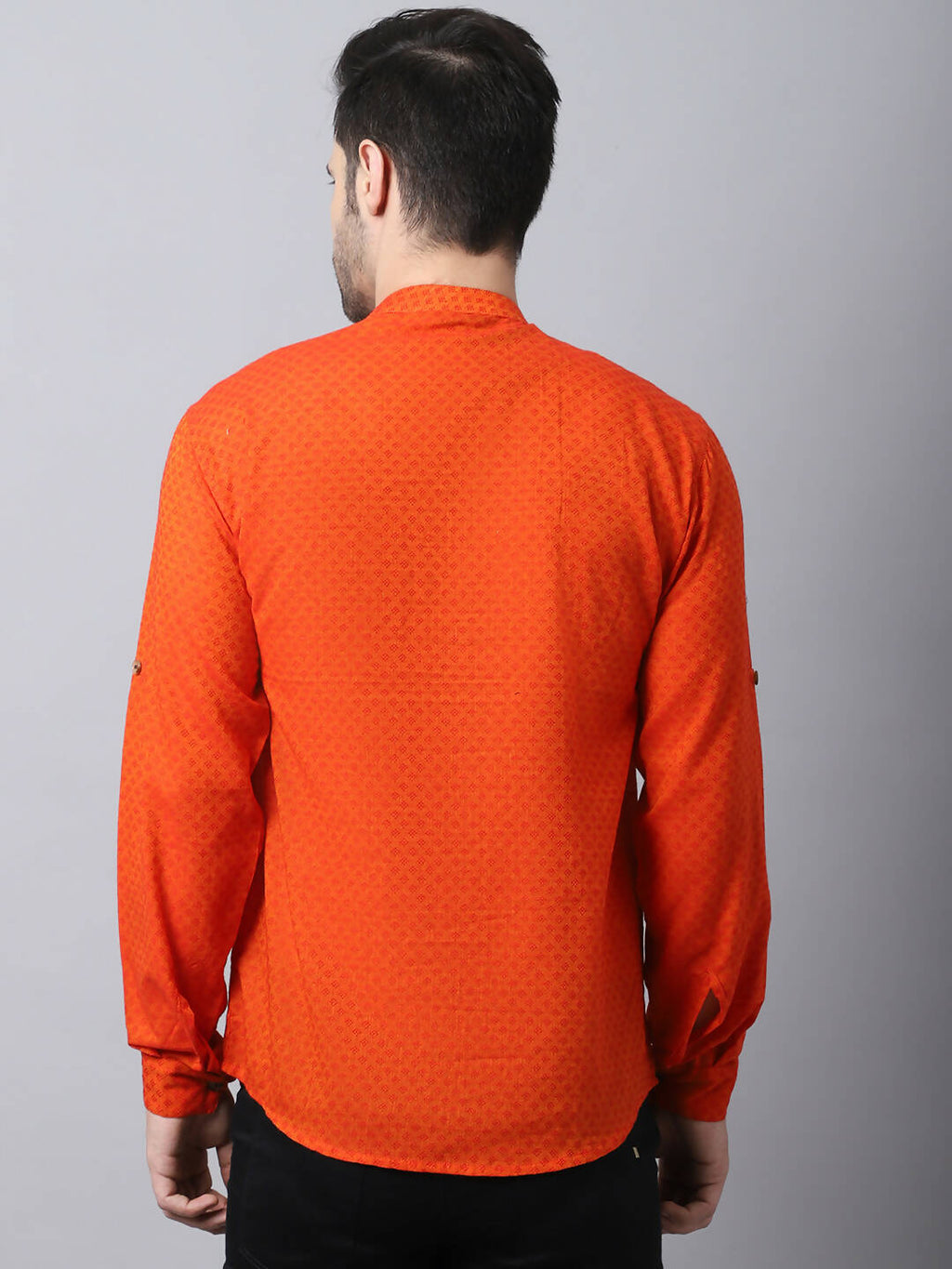 Even Apparels Orange Pure Cotton Men's Kurta With Side Placket