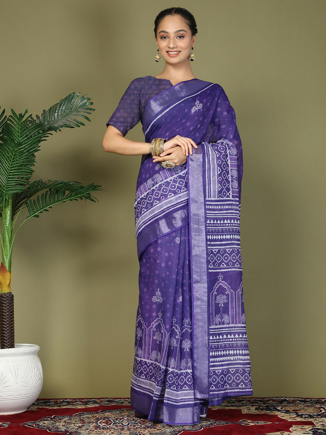 Shree Shyam Fashion Cotton Violet Saree