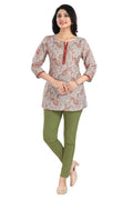 Snehal Creations Charming Cream Rayon Short Kurti Tunic Top