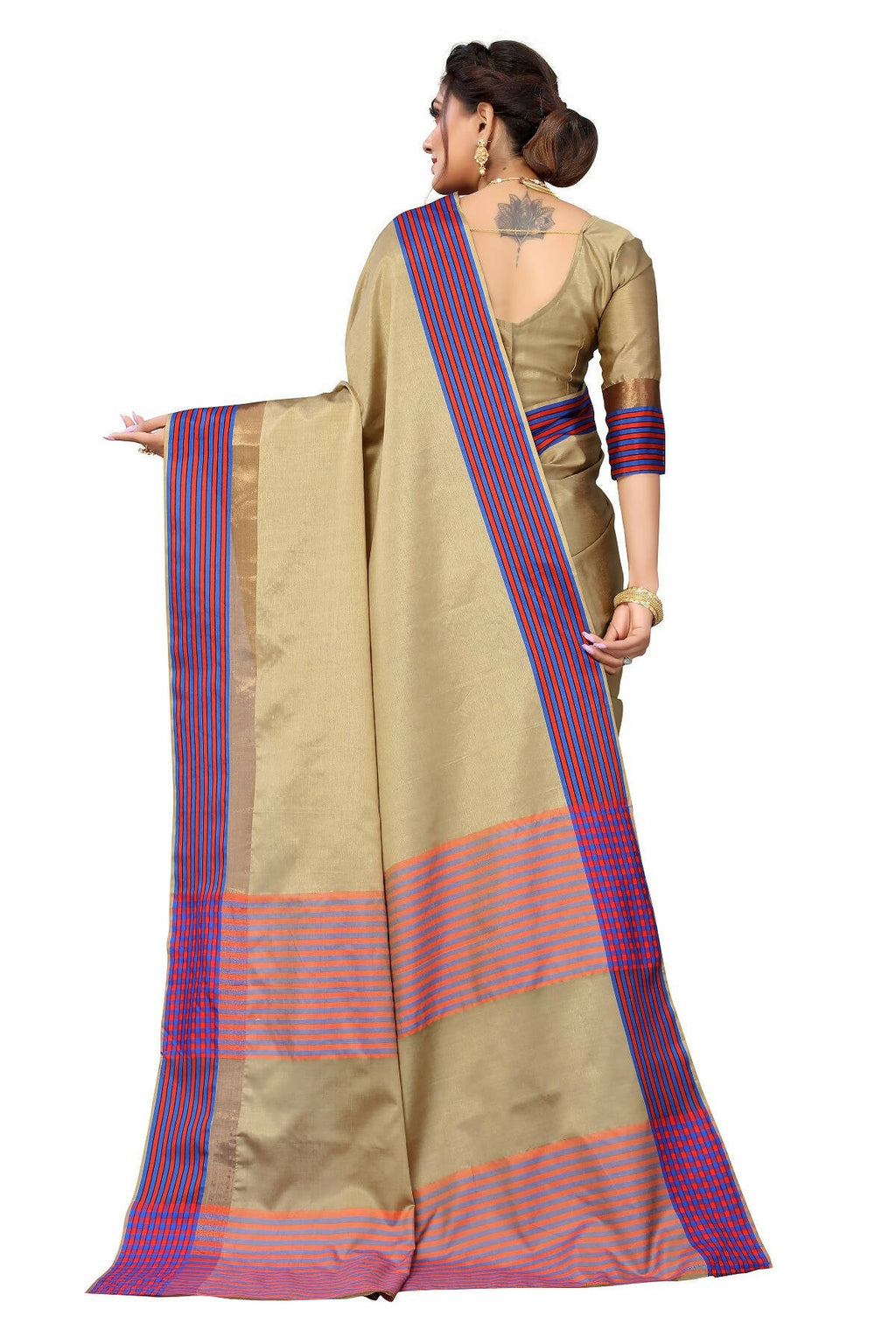 Vamika Ethnic Fire Brown Cotton Silk Saree