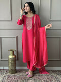 Rani Viscose chanderi Stitched Suit With Dupatta - Tanisha