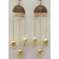 MS Fashion India Antique Gold-Polished Fancy Hanging Jhumka Earrings