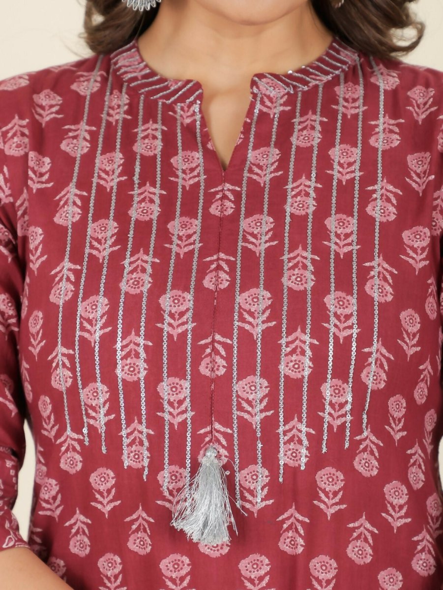 Aramya Straight Soft Cotton Block Print Women's Kurta - Pink