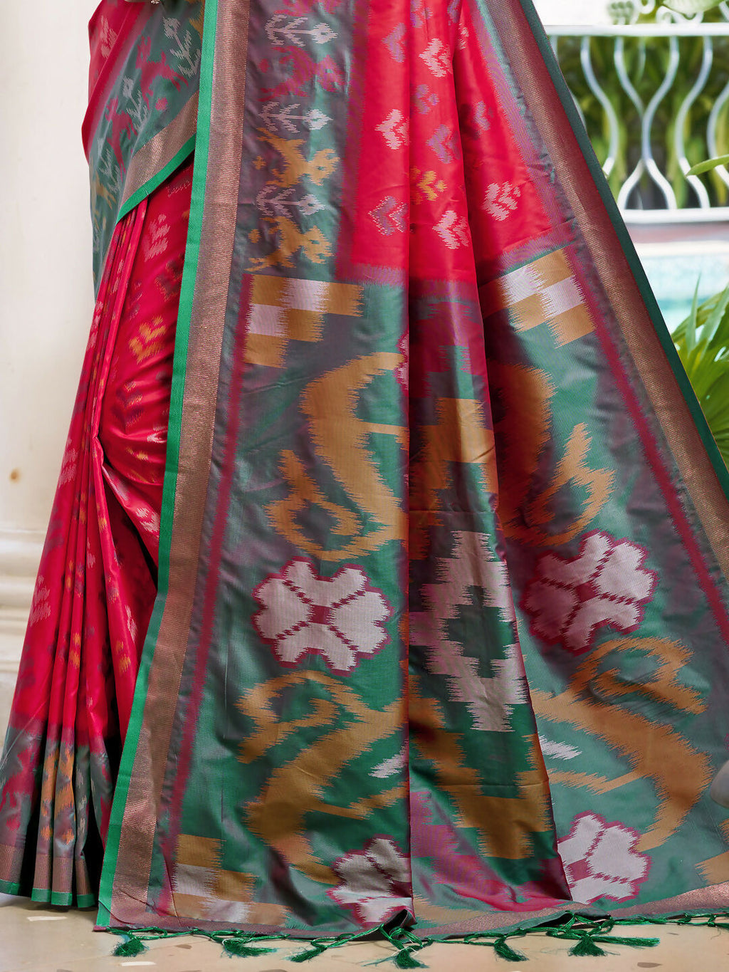 Shree Shyam Fashion Pochampalli Silk Red Saree