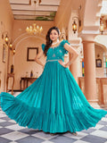 Joban Fashion Rama Green Readymade Dress With Sequins embroidery Work