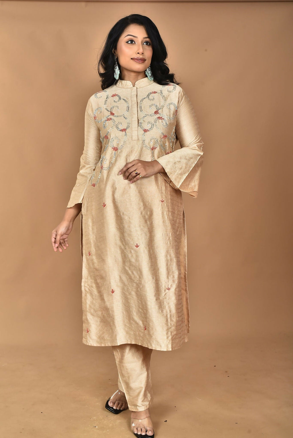 Morchari Women And Hand Embroidery Co-Ord Set-Beige