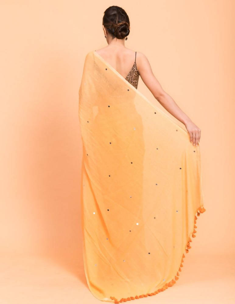 Suta Yellow Embellished Sequinned Pure Cotton Saree