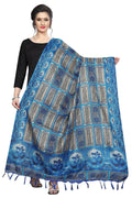 Vamika Blue Printed OM Designed Khadi Bhagalpuri Dupatta