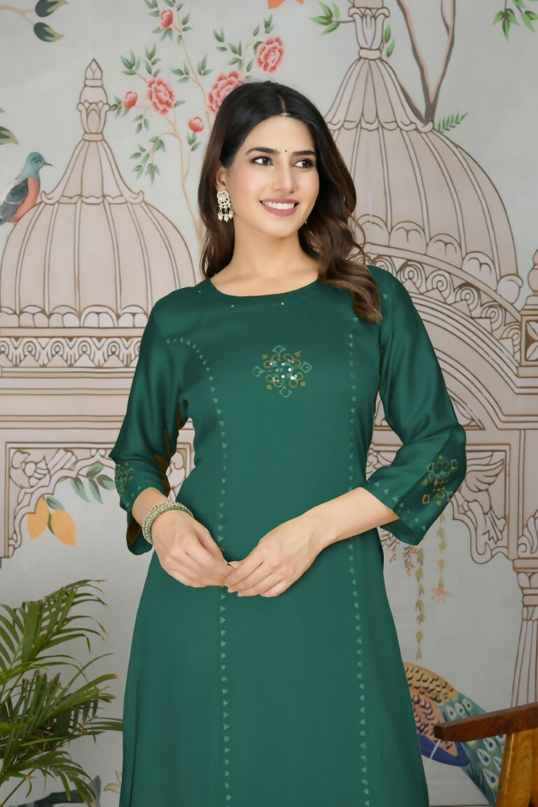 Festive Wear Ethnic Pure gaji silk with pocket inside kurti Rama Stitched Suit - Pihu
