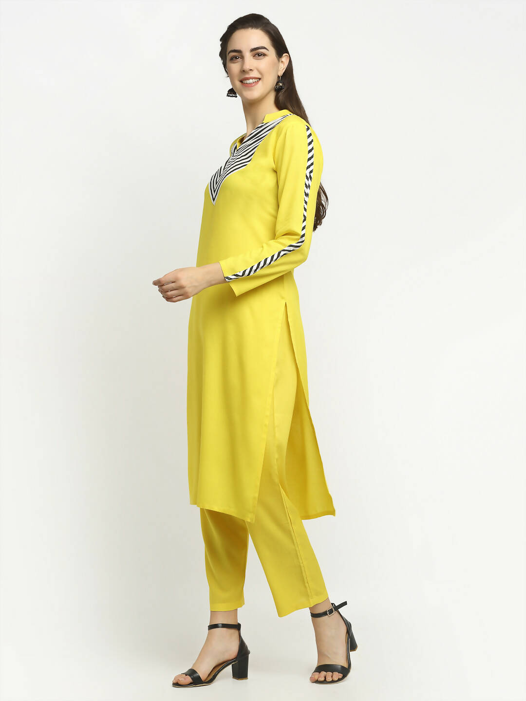 Rudra Bazaar Yellow Yoke Kurta with Pyjamas