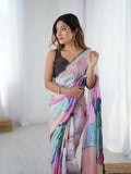Multi Chinon Designer Digital Printed,Mirror Cut Work Saree - Sohni
