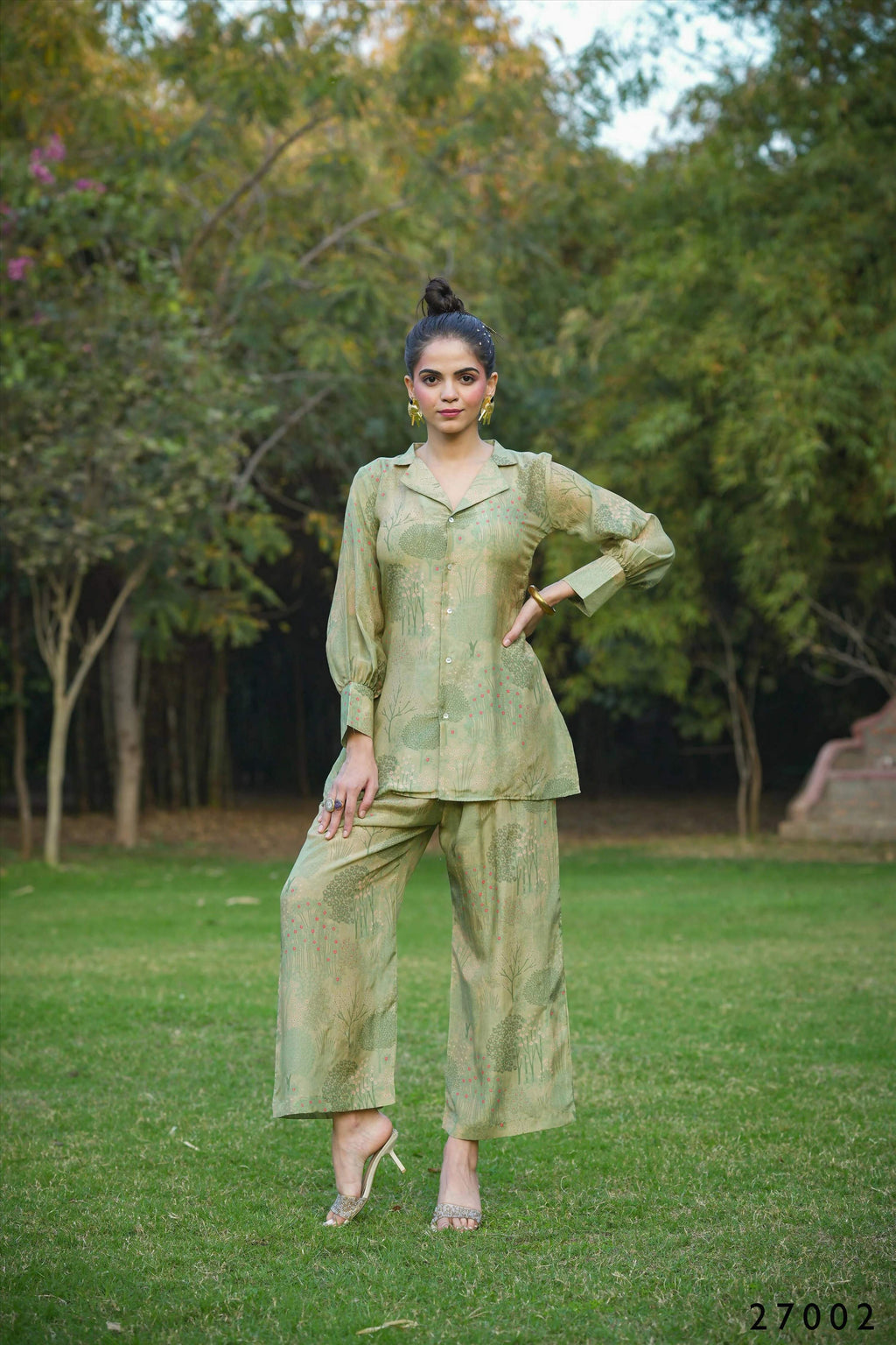 Women's Casual Fashionable Mahendi Mull Cotton co-ord set - Anya