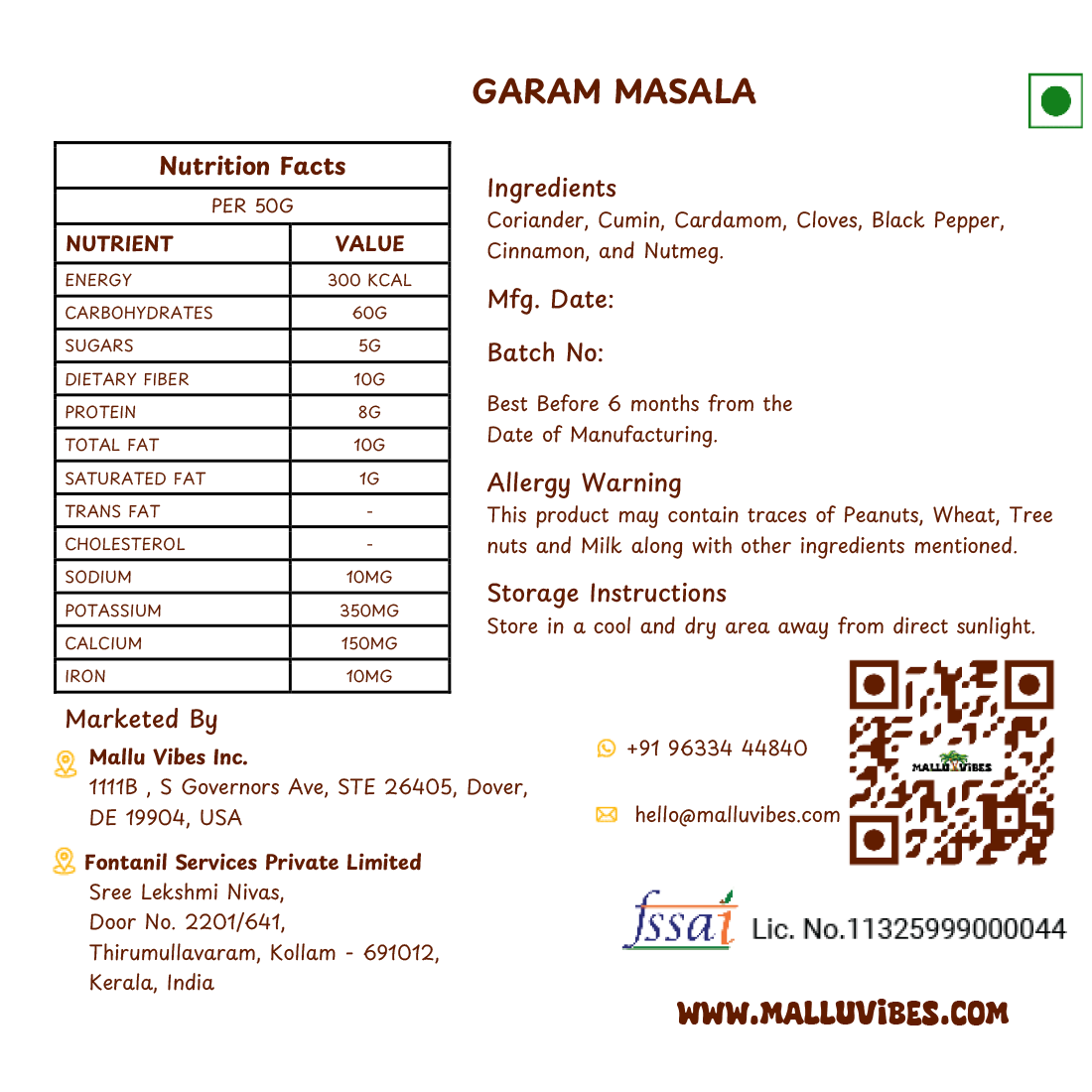 Mallu Vibes Home Made Garam Masala