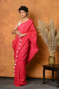 Very Much Indian Mul Cotton Khadi Design Handloom Woven Saree - Pink