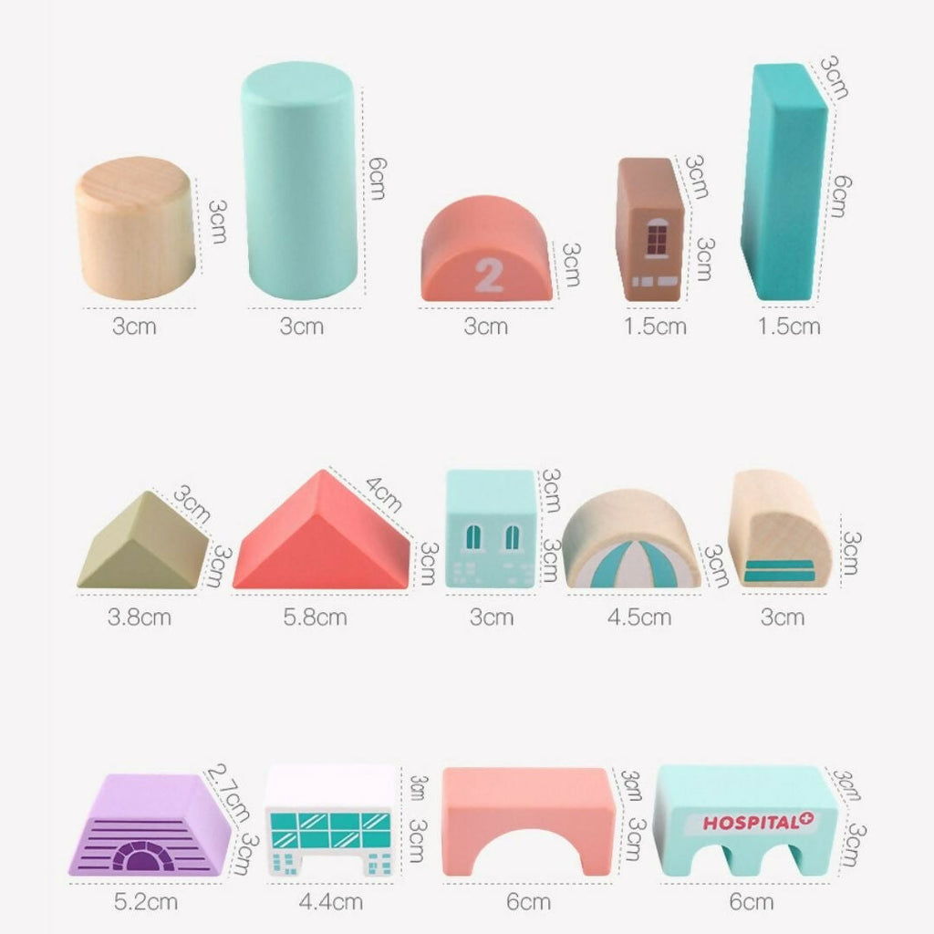 Nesta Toys 115 Pieces Wooden City Building Blocks, Stacking Educational Toys |Building Toys for Creative Play (3+ Years)