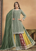 Chinnon Green Multicolor Embroidered Lehenga Style Suit - Emponline