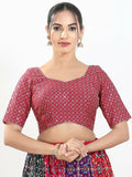 Joban Fashion Pink Silk Padded Blouse With Sweetheart Neck Elbow Sleeves