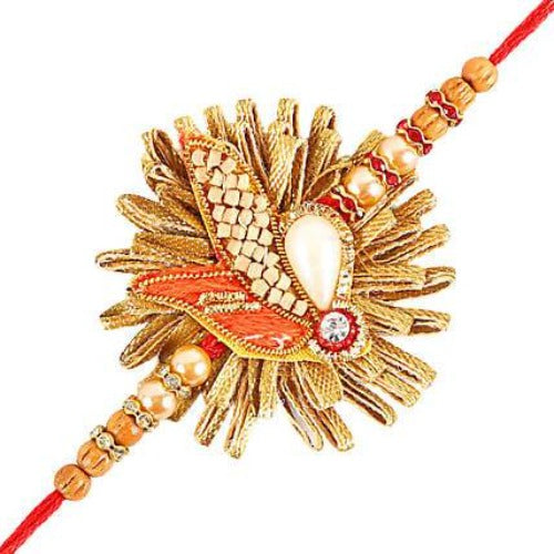 Zardosi Motif Rakhi & Almonds Jar