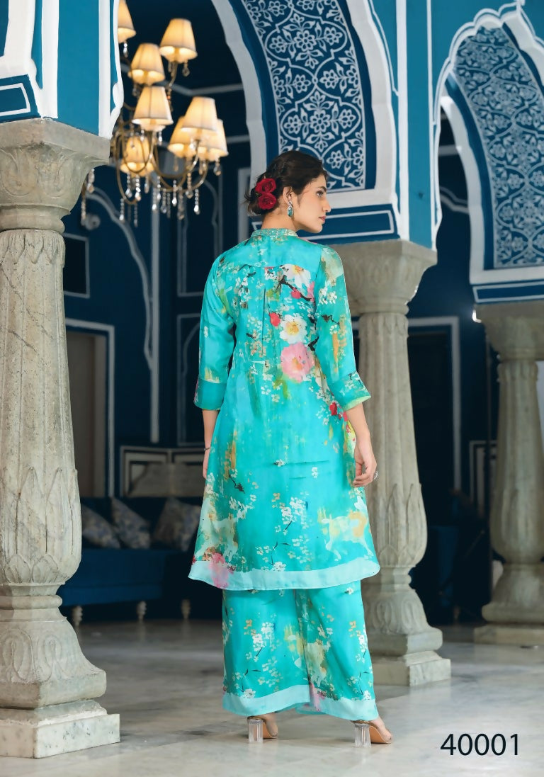 Designer Stylish Sky Pure Muslin Stitched Suit - Apoorva