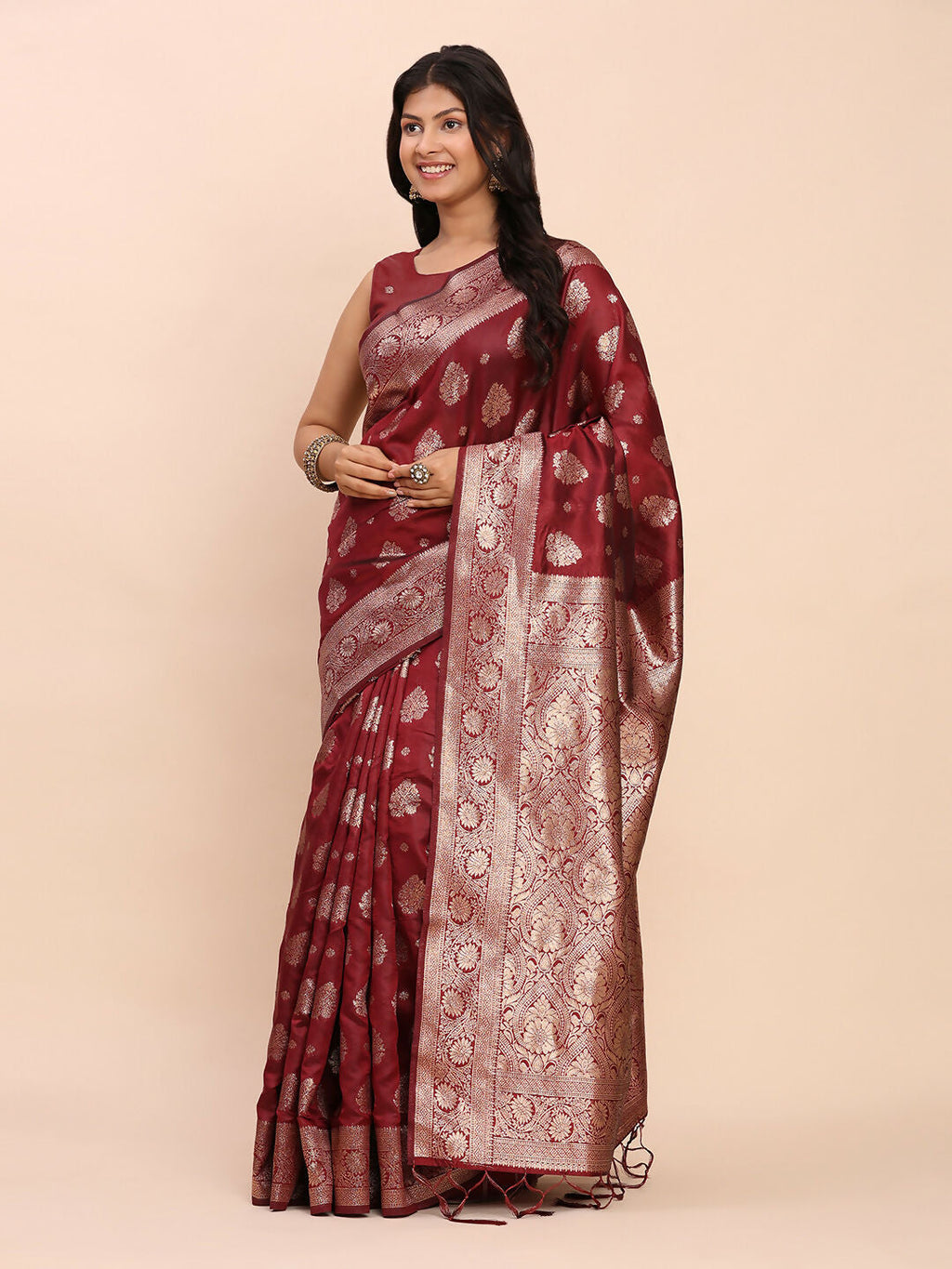 Shree Shyam Fashion Banarasi Silk Maroon Saree