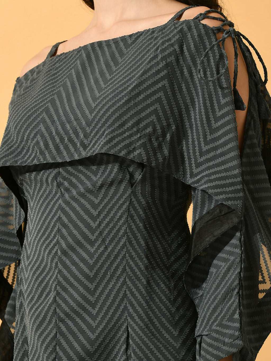 Myshka Women's Grey Fit and Flare Party Dress