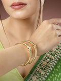 NVR Women's Set of 2 Gold-Polished Handcrafted Traditional Bangles