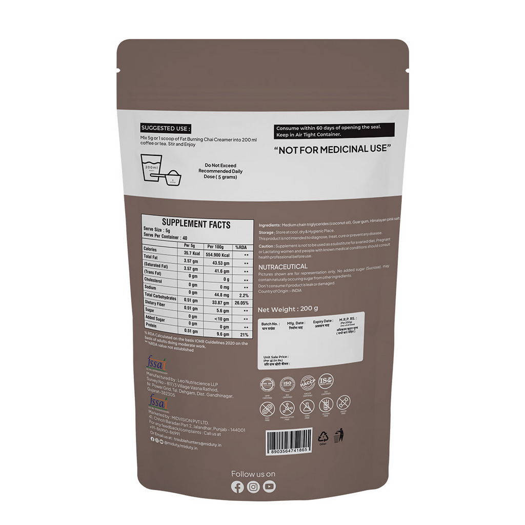 Miduty by Palak Notes Fat Burning Chai Creamer