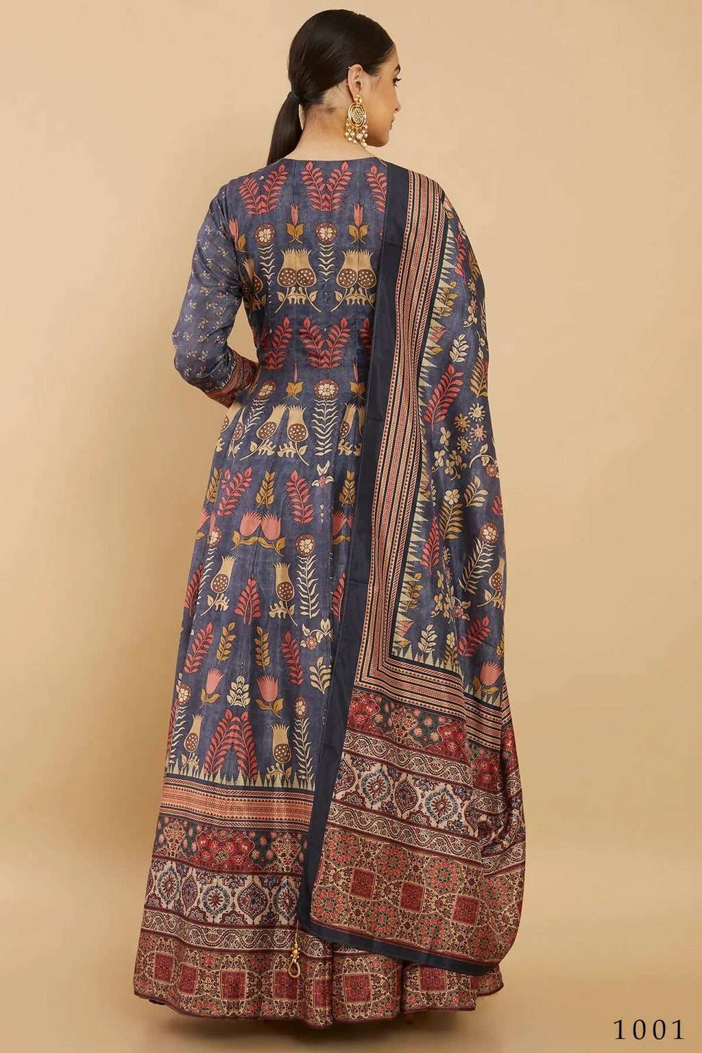 Women's Partywear Designer Blue Soft Dola Silk Anarkali suit with Dupatta - Kalishta
