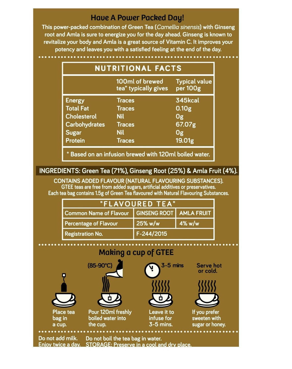Gtee Green Tea Bags - Ginseng