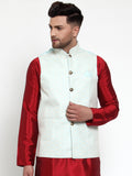 Jompers Men Blue Embroidered Nehru Jacket