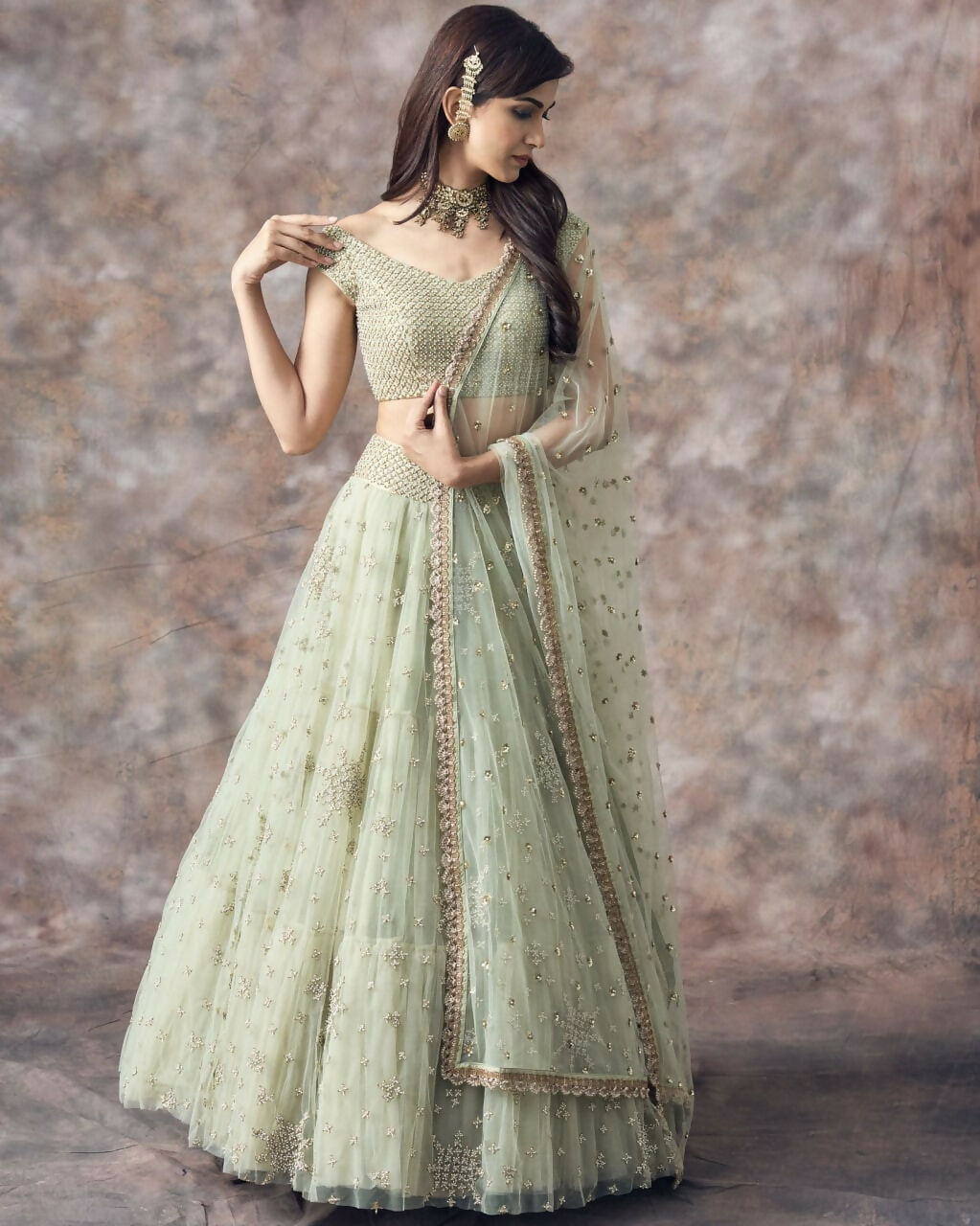 Jyoti Fashion Catching Aqua Green 3MM Sequin with Jari Embroidered Net Lehenga Choli with Dupatta