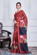 Morchari Multicolour Cotton Handloom Mirror Work Saree Unstitched Blouse